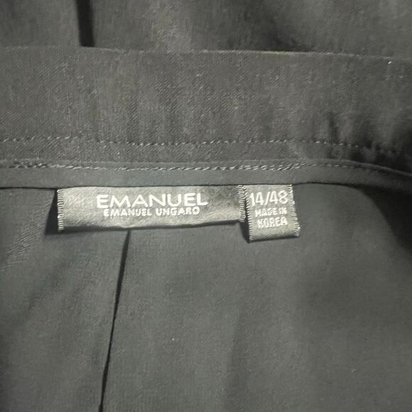 Vtg Emanual Ungaro Womens Black Slacks Pants Wool Sz 14/48 Wool Blend Satin Trim - Picture 7 of 10